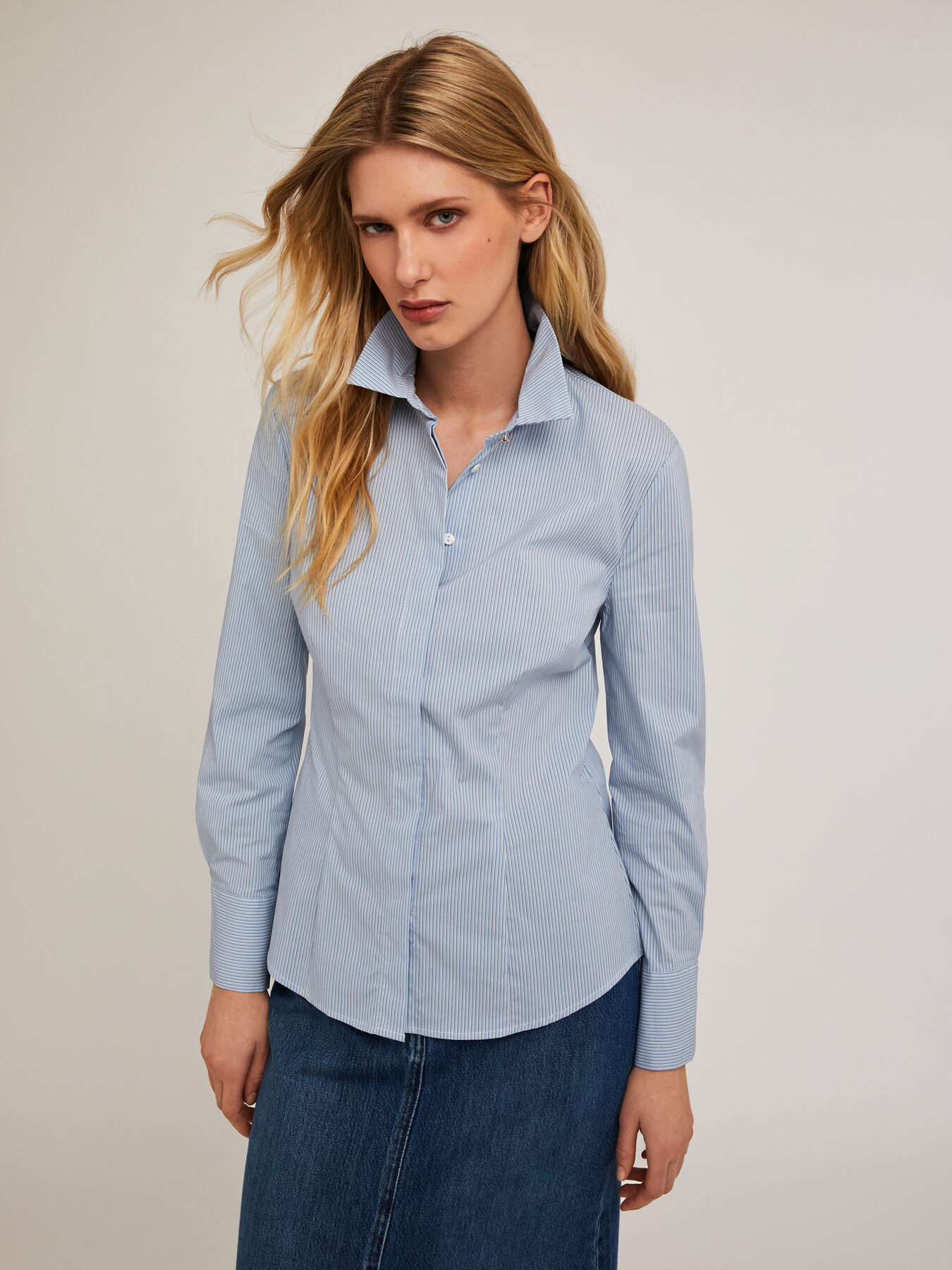 Striped poplin shirt image number 2