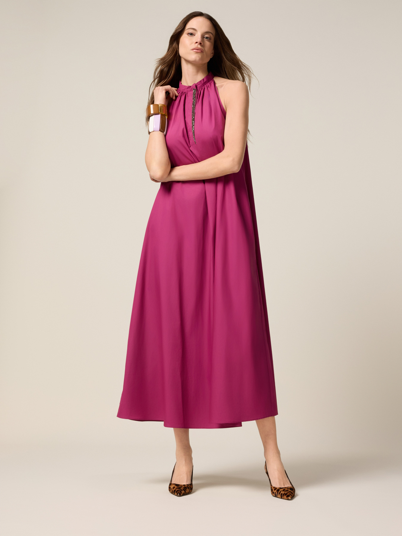 Long poplin dress image number 0