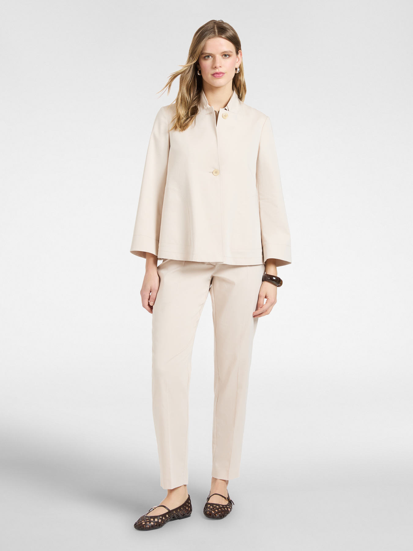 Unstructured cotton blend jacket image number 2