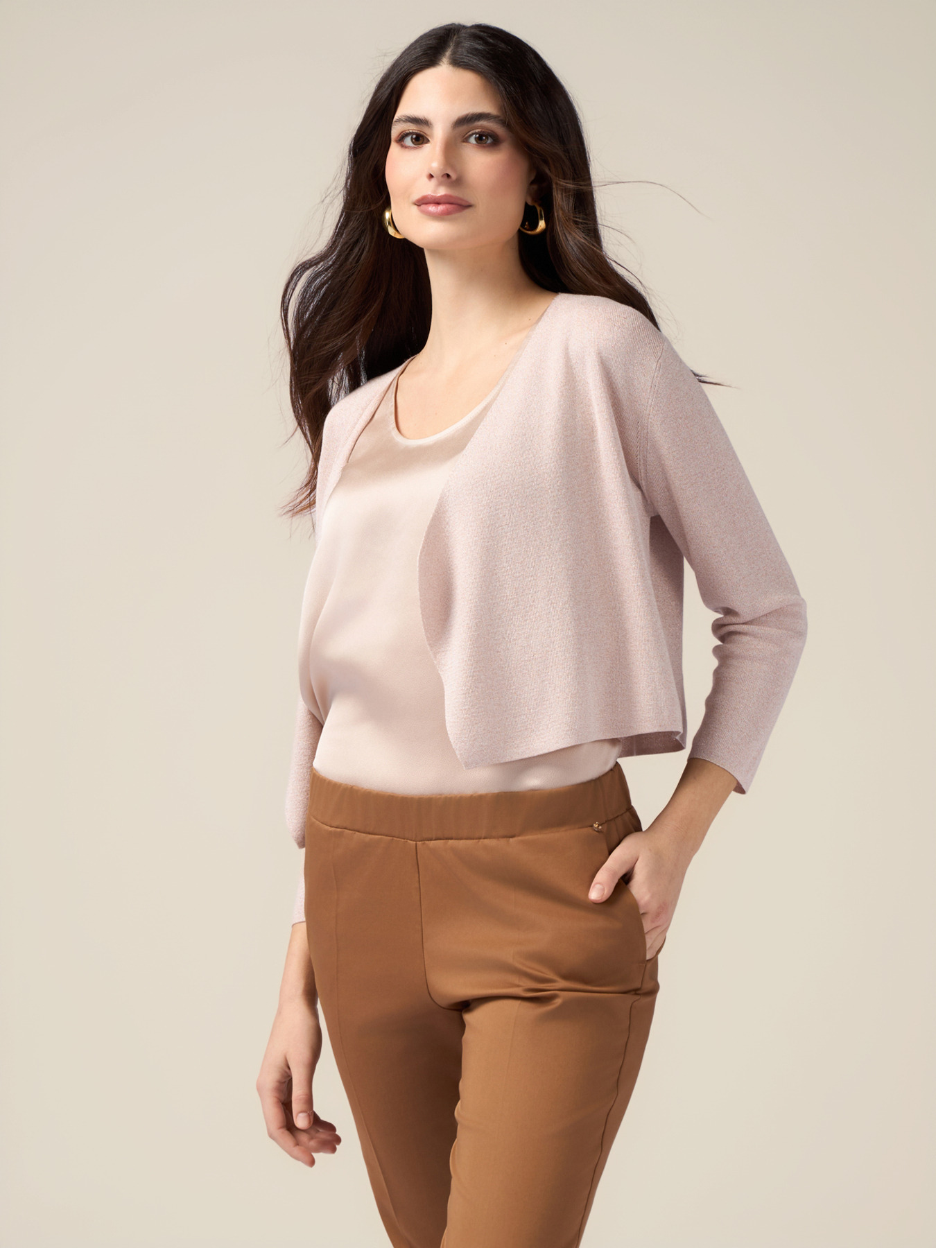 Cárdigan corto de lurex image number 0