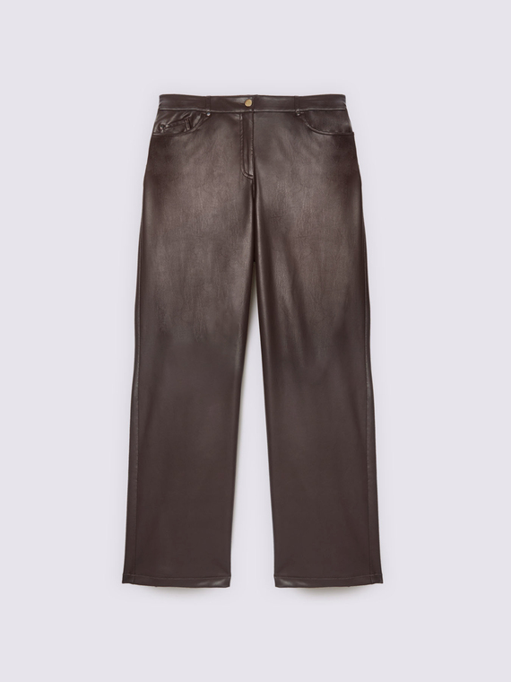 Straight fit trousers in coated fabric