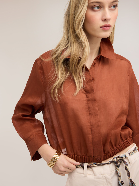 Chemise courte en mousseline de ramie