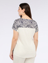 Two-material T-shirt with foliage print image number 1