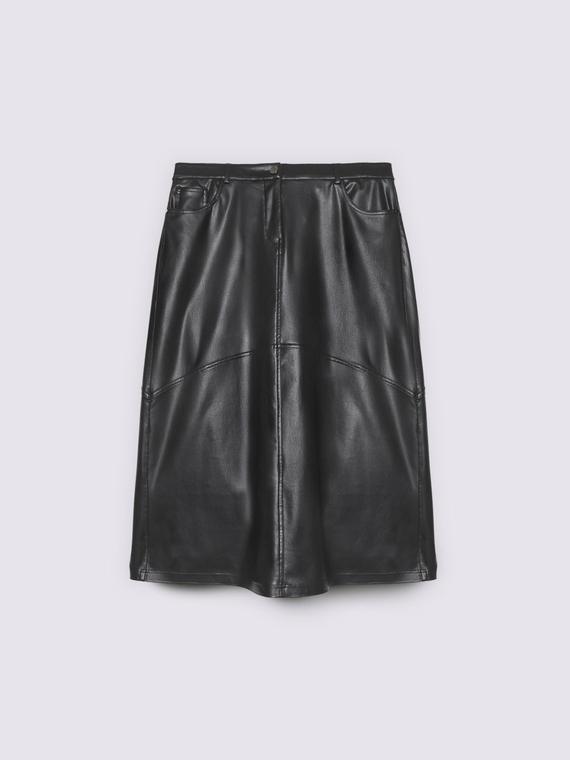 Long pencil skirt in coated fabric