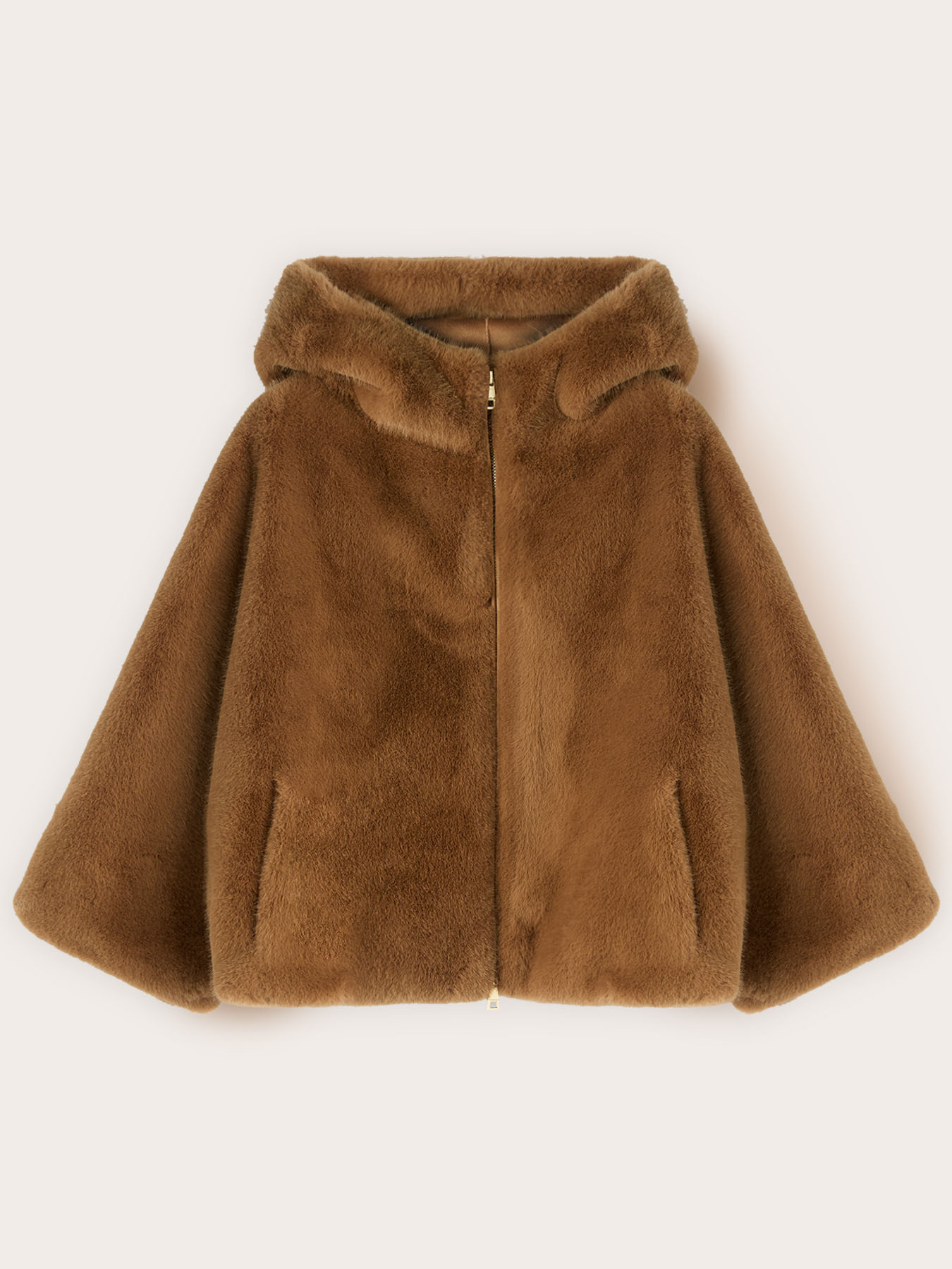 Hooded cape with plush effect image number 4