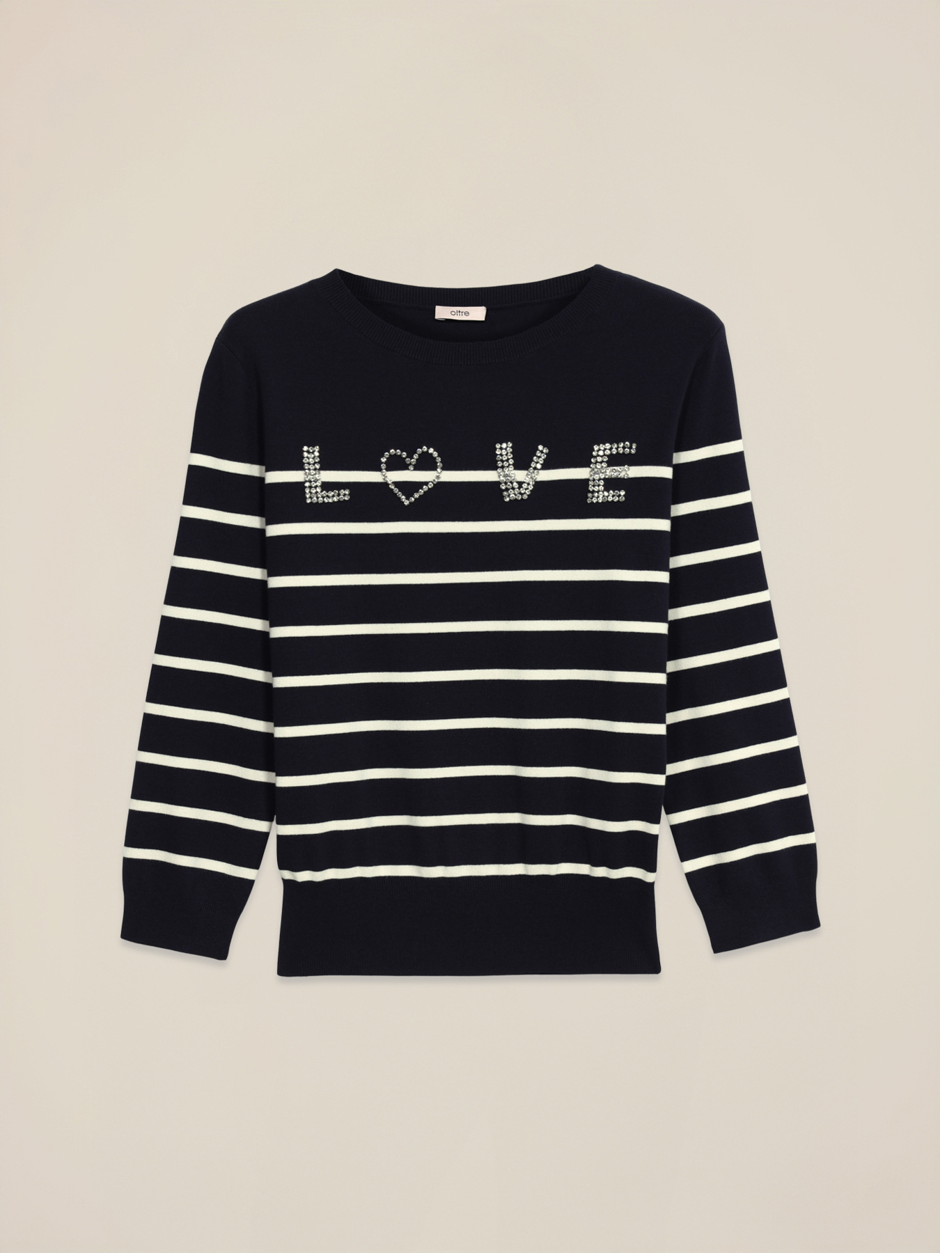 T-shirt rayé avec inscription bijou image number 4