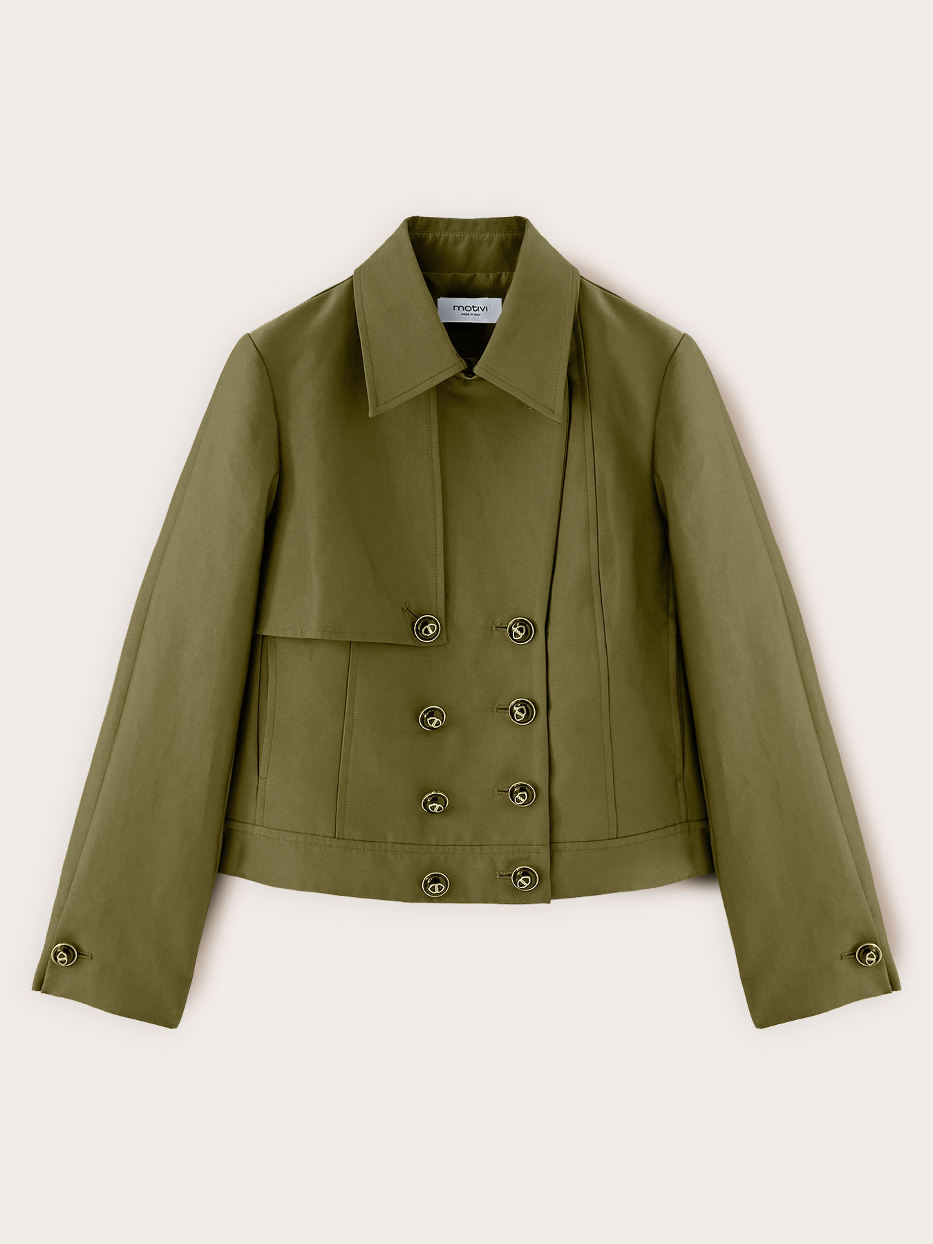 Double-breasted short trench coat in cotton blend image number 4