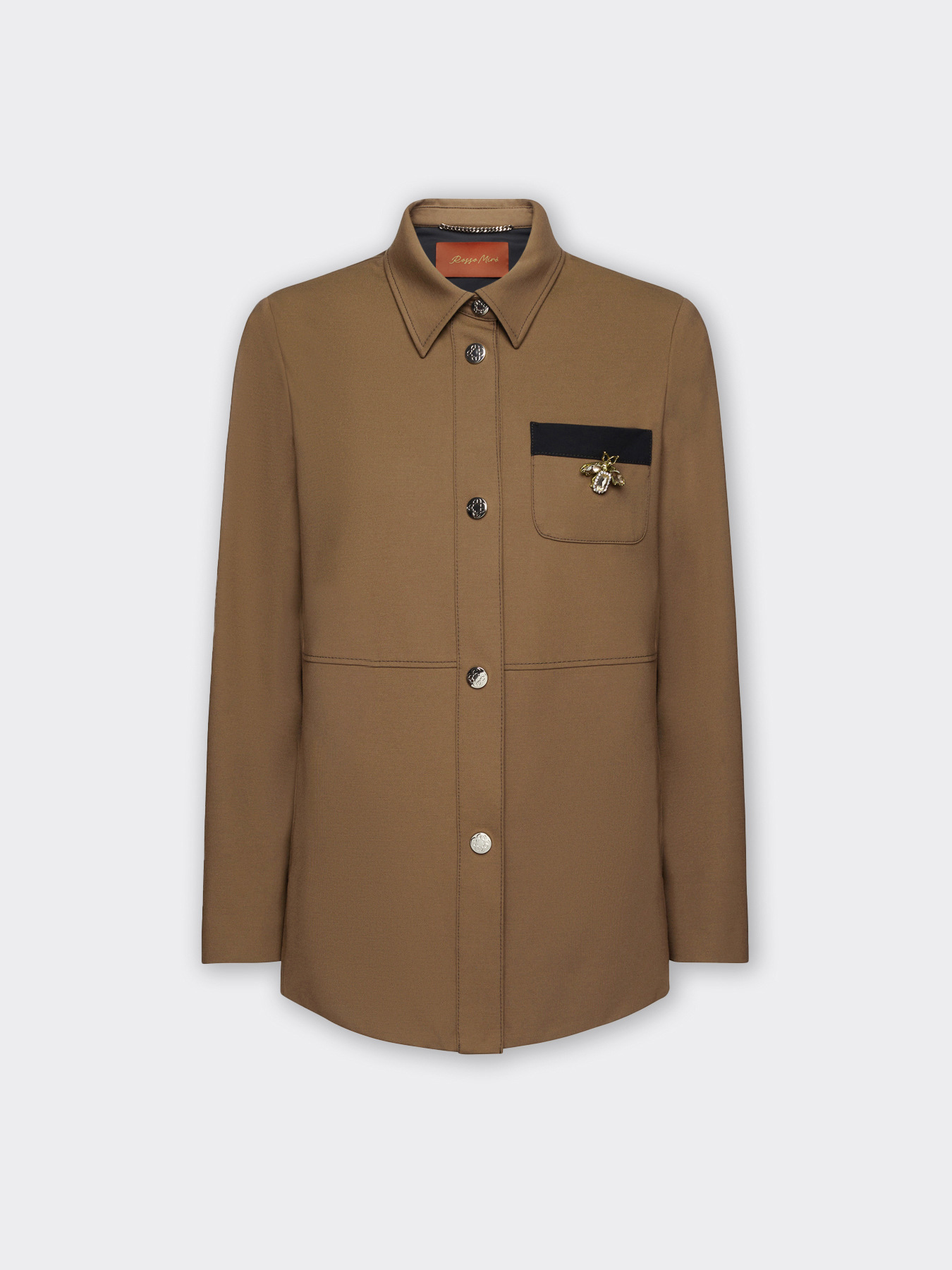 Milano stitch overshirt with brooch image number 4
