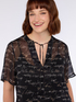 Lettering print blouse in crêpon image number 2