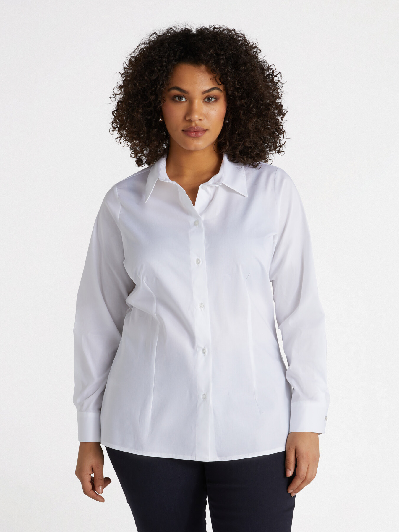 Weiße Hemdbluse aus Baumwoll-Stretch image number 0