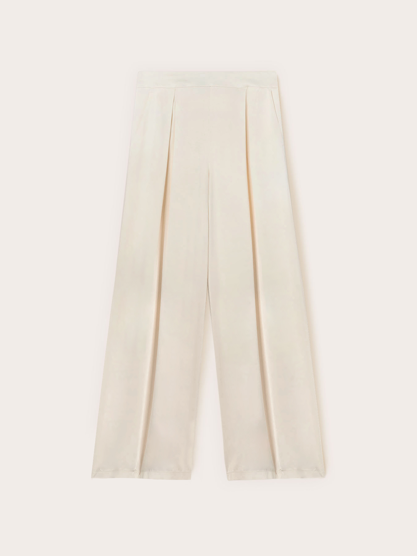 Pantaloni palazzo din satin de viscoză image number 4