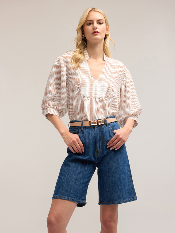 Striped muslin oversized blouse