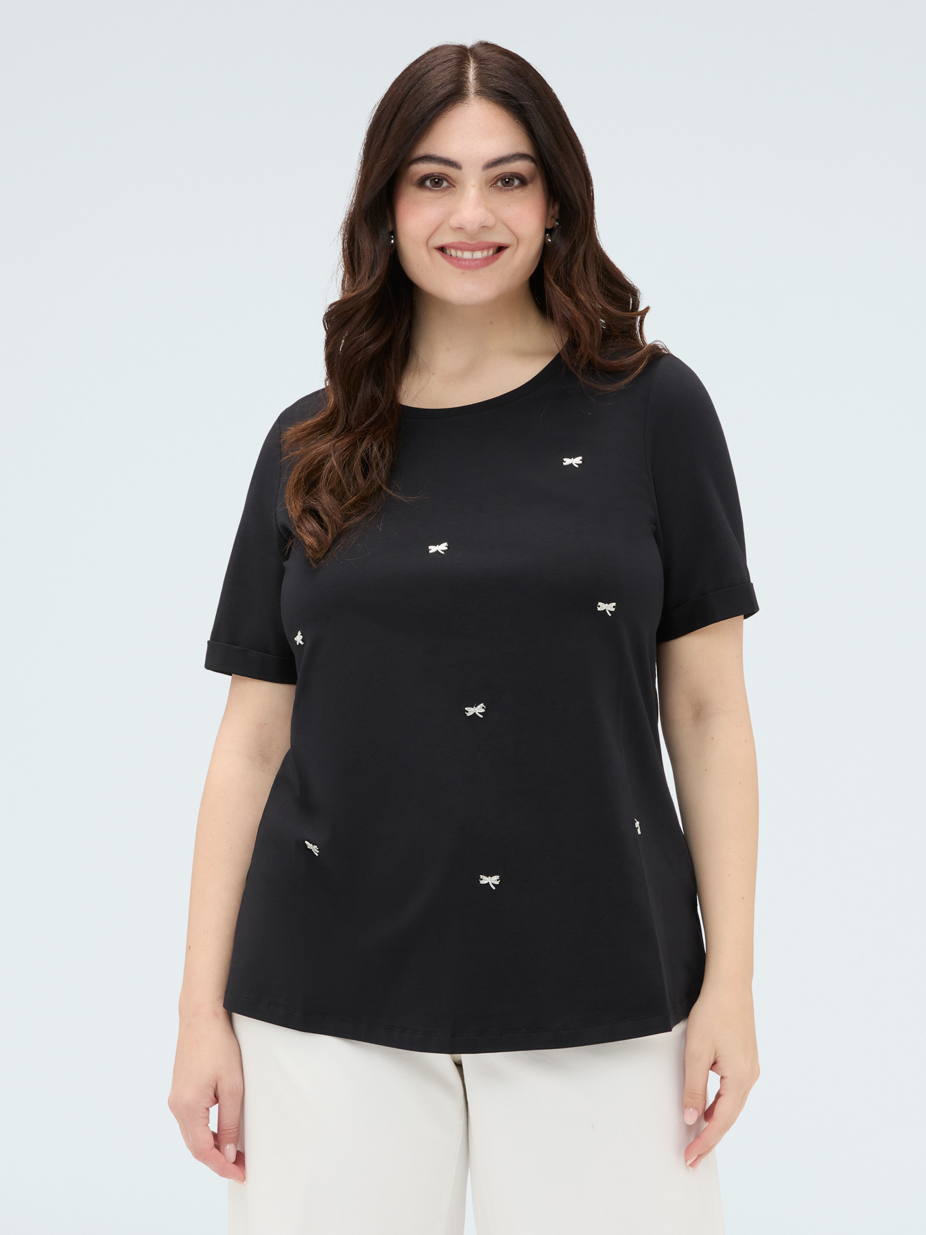 Cotton t-shirt with dragonfly charm image number 0