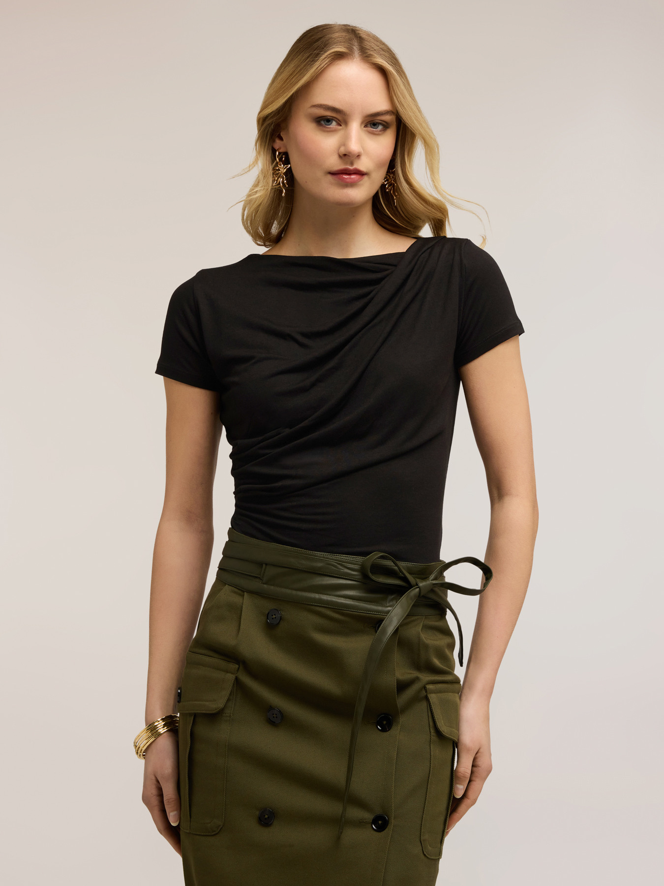 Draped jersey T-shirt image number 0