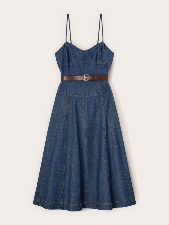 Rochie midi din denim cu decolteu &icirc;n formă de inimă
