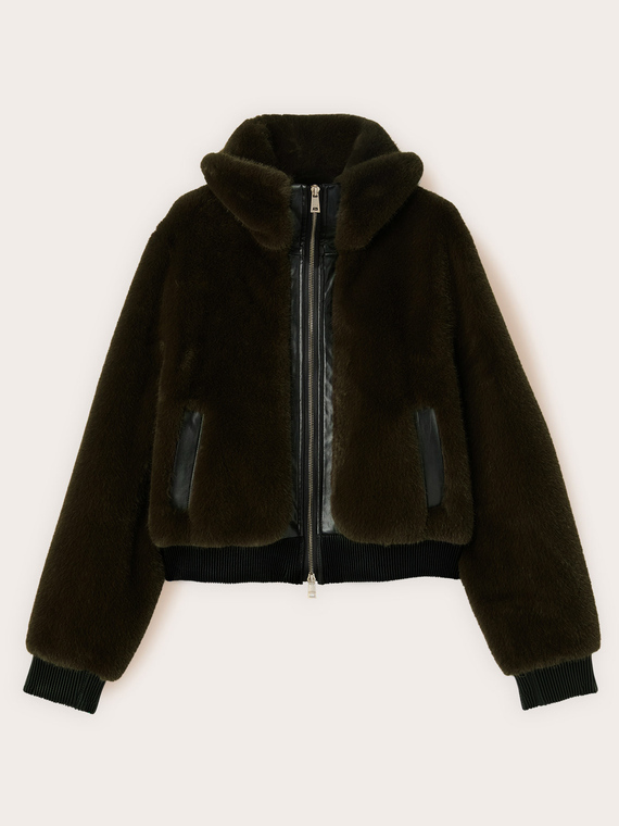Veste effet peluche avec capuche