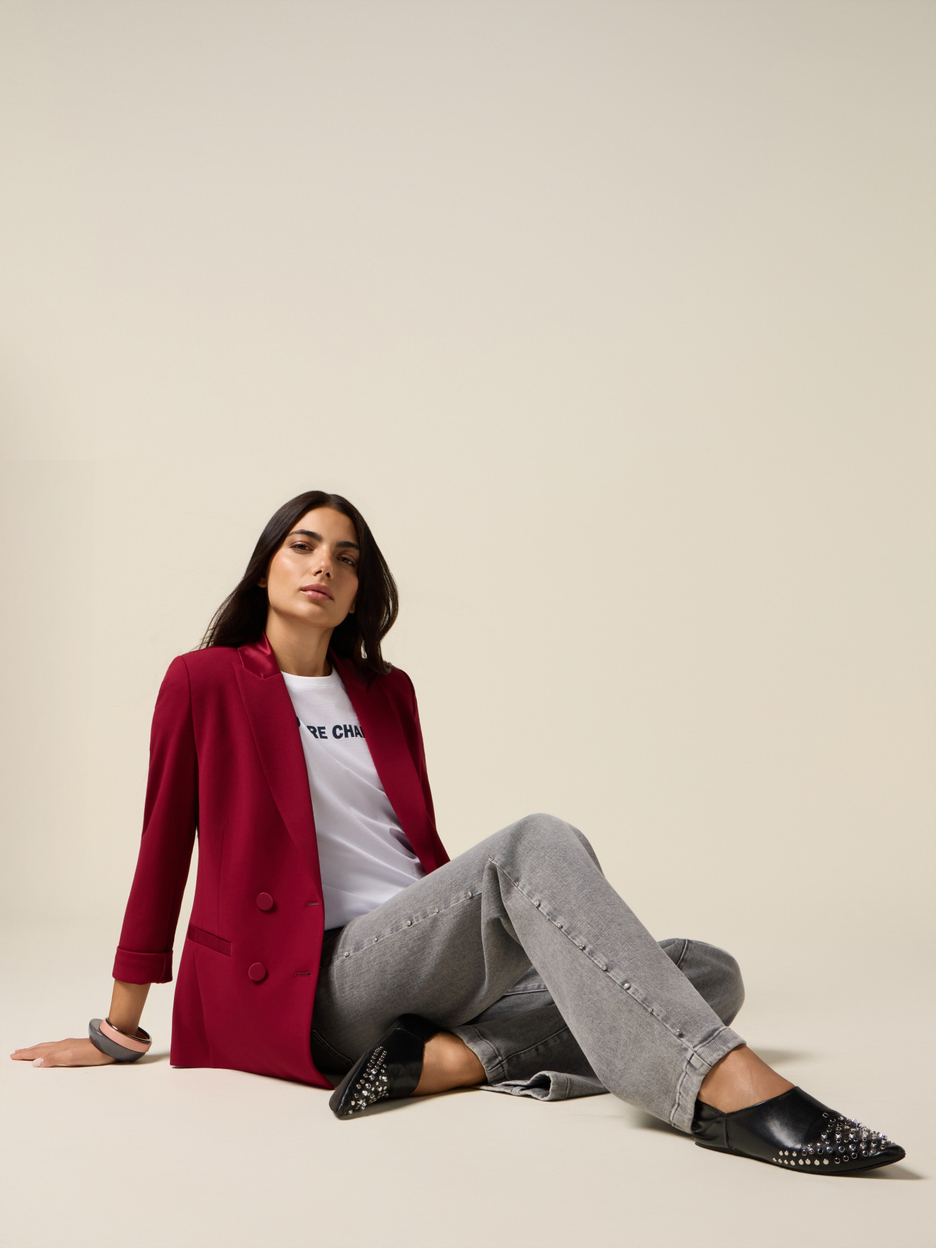 Jean palazzo avec clous décoratifs image number 0