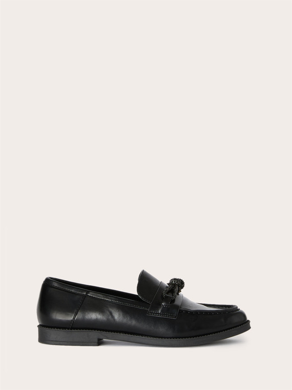 Black coated fabric loafer
