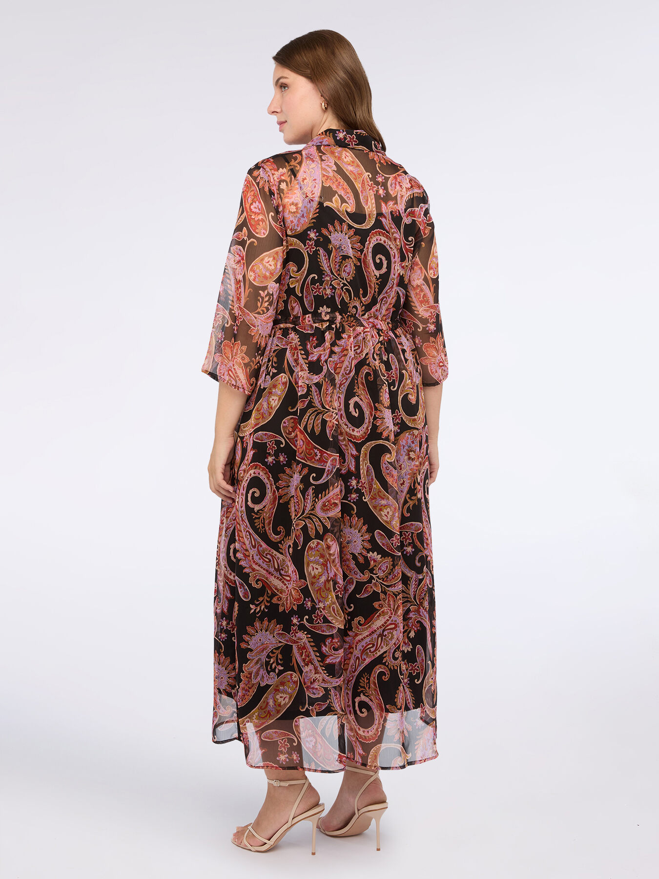 Langes Hemdblusenkleid mit Paisley-Muster image number 1