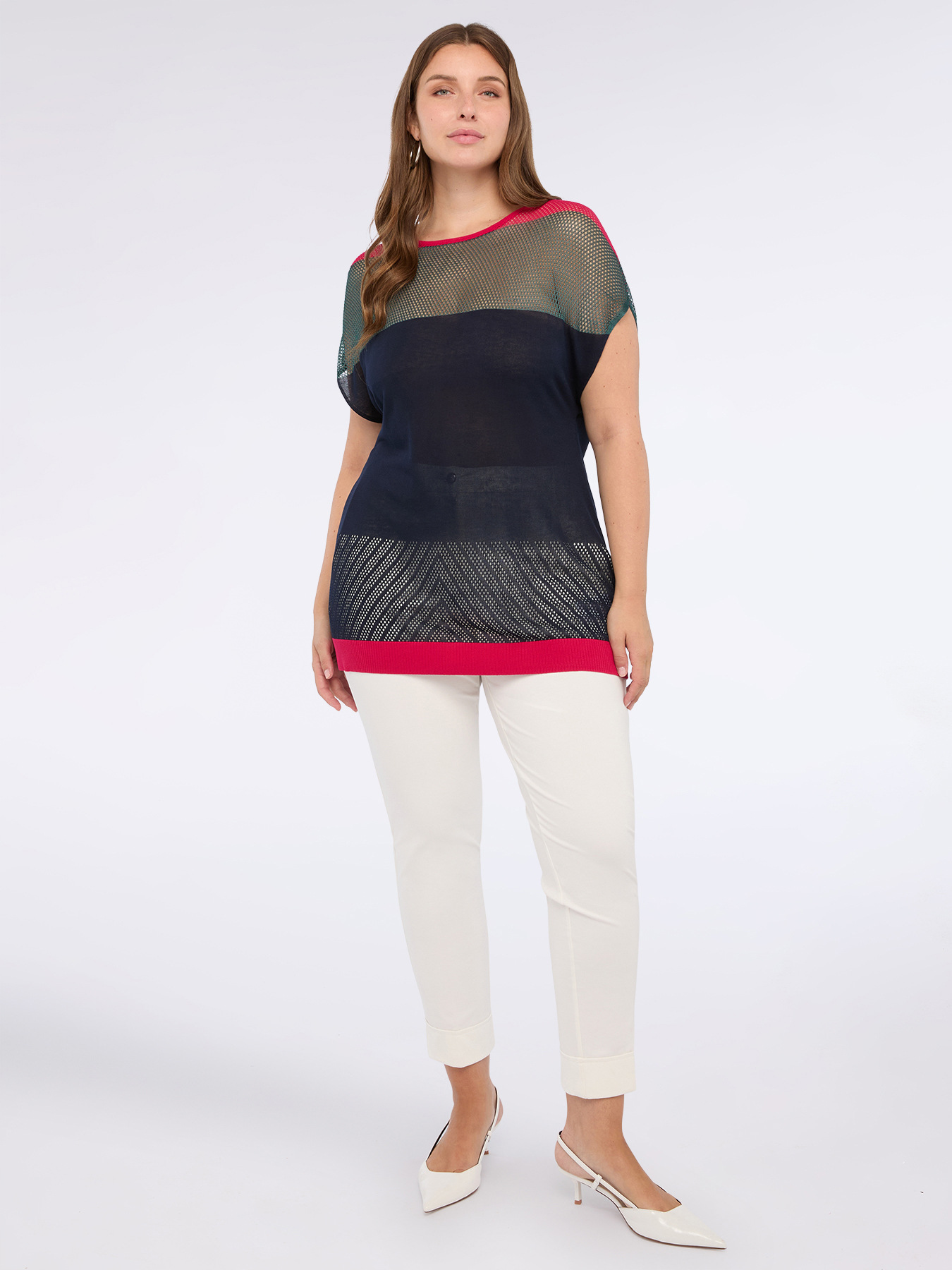 Durchbrochener Pullover in Colorblock-Optik image number 4