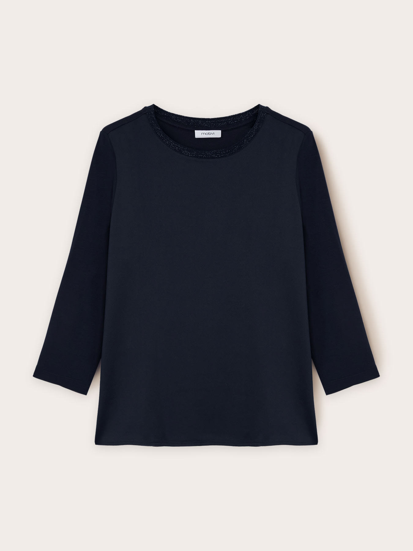 Basic-T-Shirt aus zwei Materialien image number 4