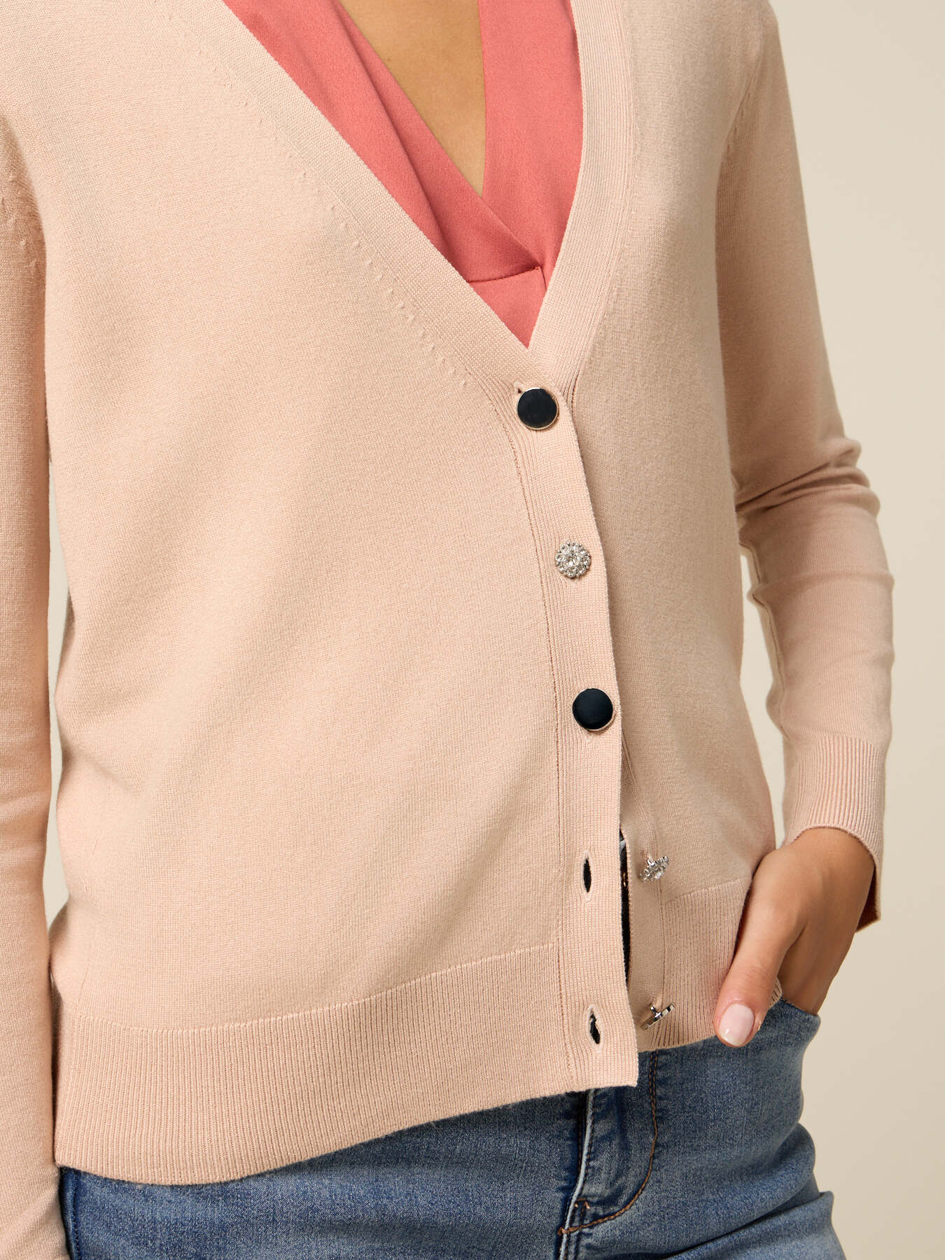 Cardigan scollo a V misto viscosa image number 2