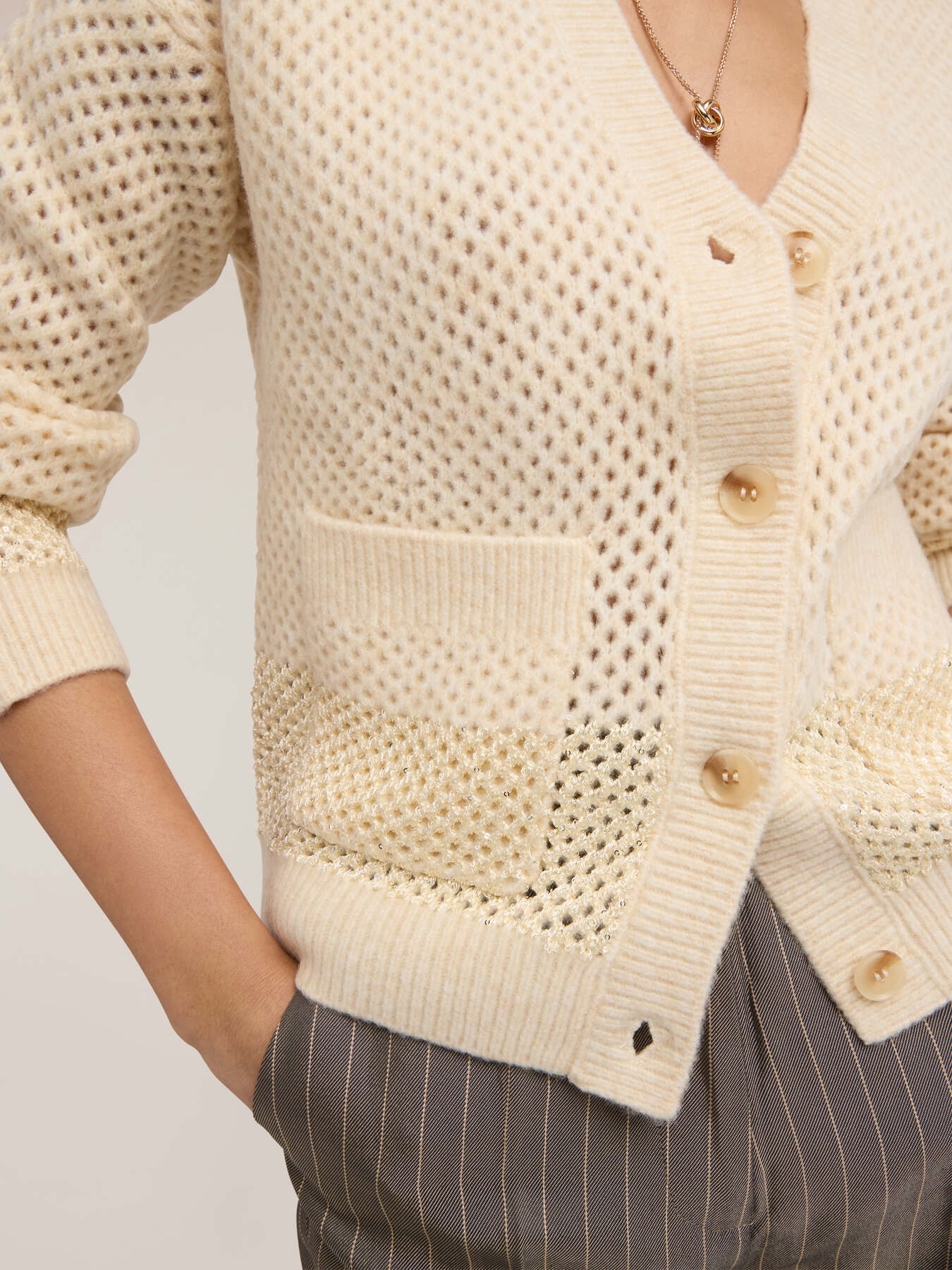 Cardigan mit Netzstrick image number 3