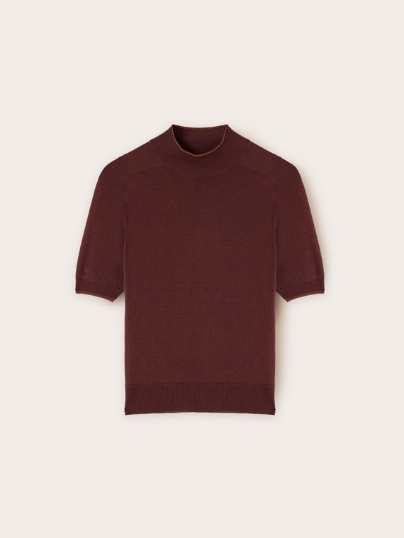 Silk-blend polo neck jumper