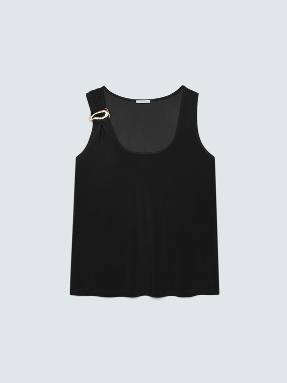 Top in jersey con applicazione gioiello