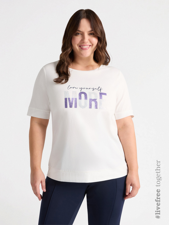 T-Shirt mit Motivationsschriftzug und Schleife