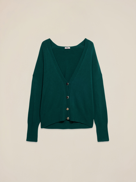 V-neck cardigan with golden buttons