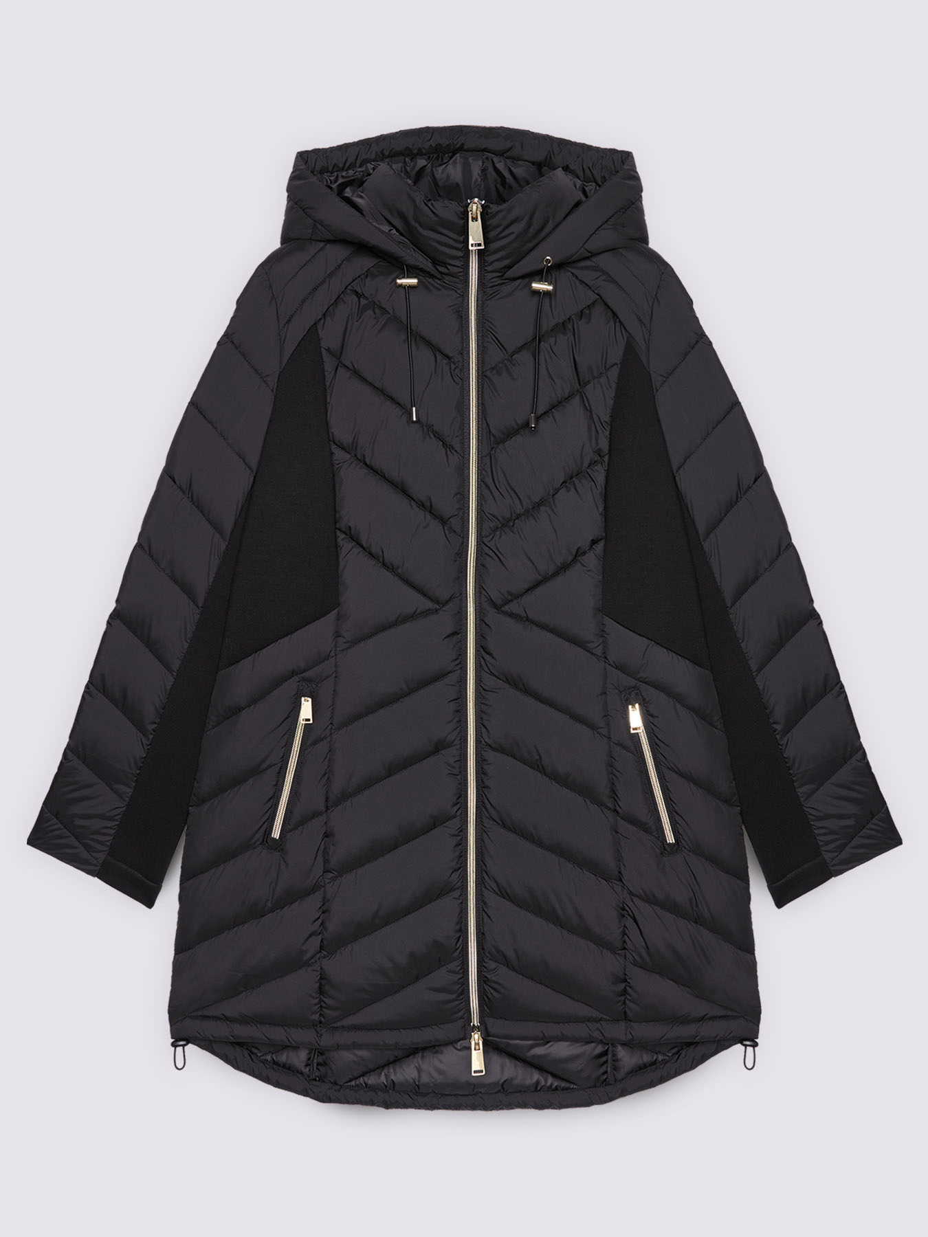 Long quilted down jacket with hood image number 4