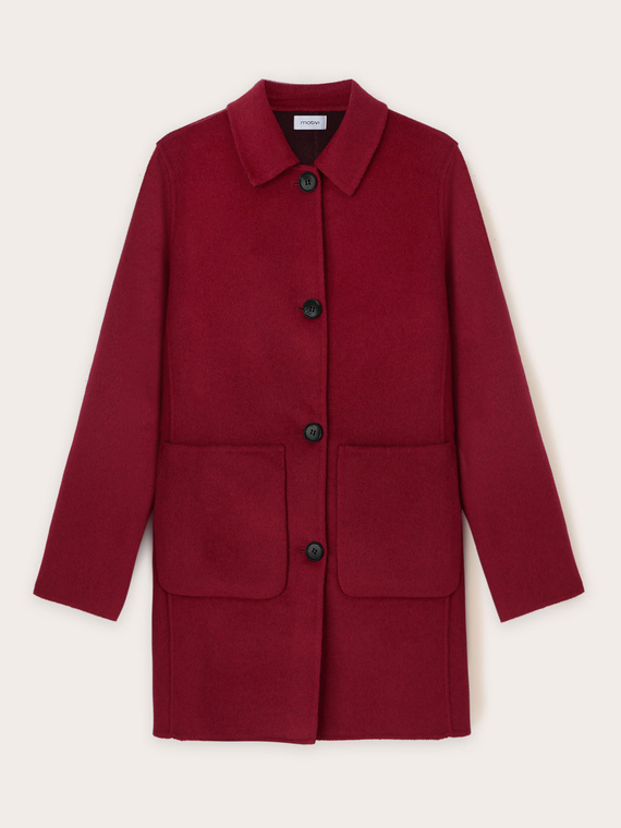 Reversible coat in wool blend fabric