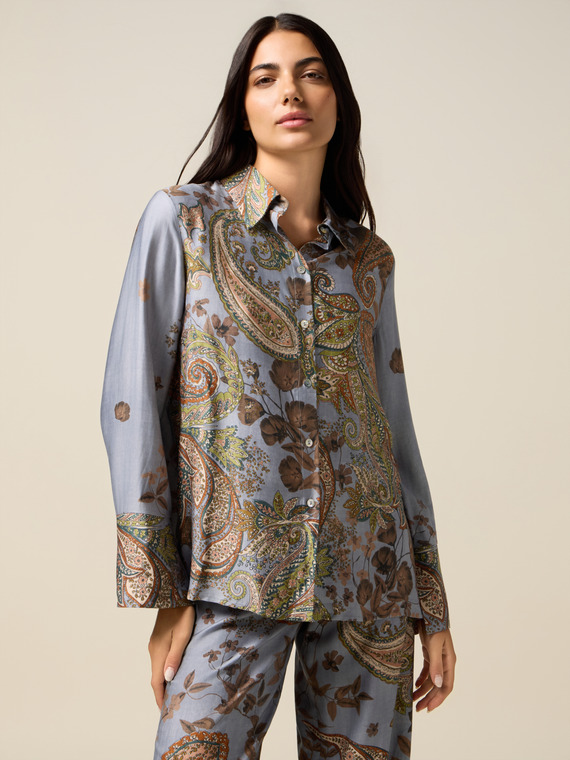 Camicia in raso fantasia