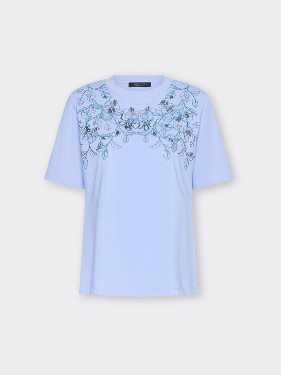 T-Shirt mit Blumenstickerei