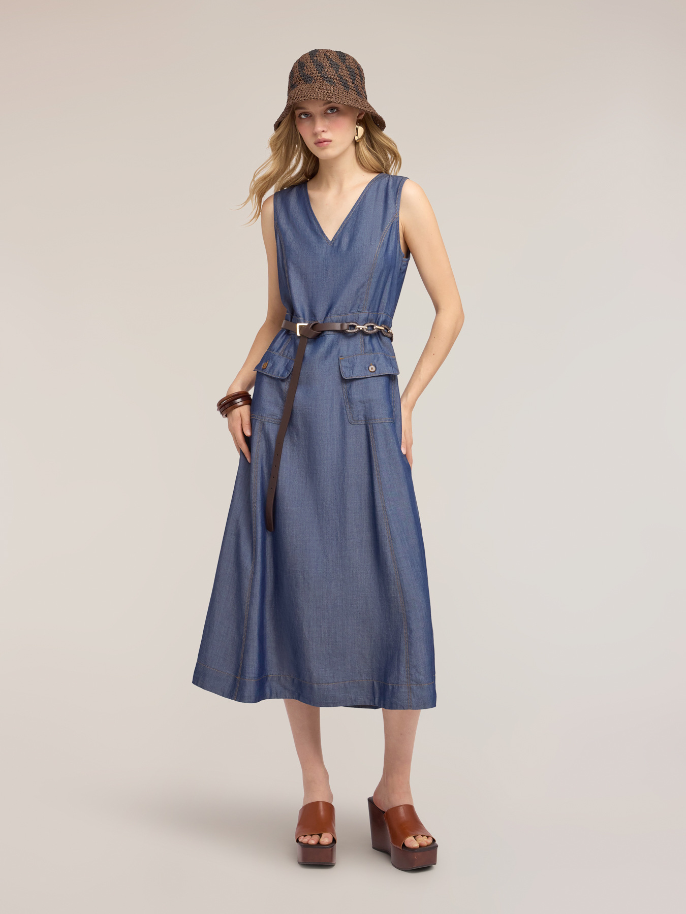 Robe ligne A en denim lyocell image number 0