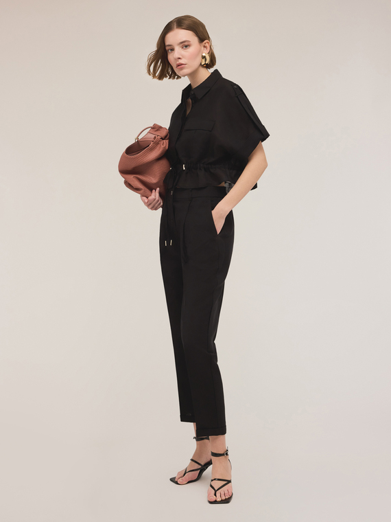 Pantalon regular en lin viscose