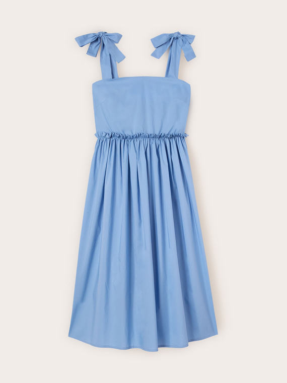 Vestito flare in popeline con fiocchi e volant