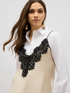 Two-material shirt with lace image number 2