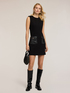 Sheath dress with applied pockets in coated fabric image number 2