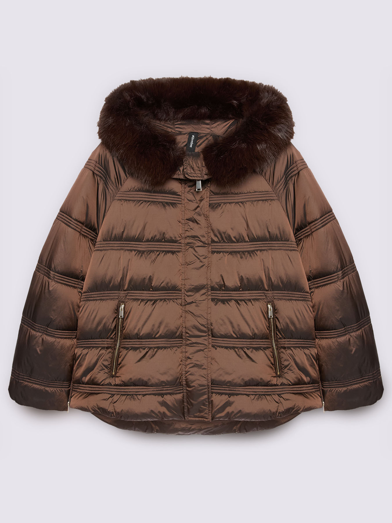 Down jacket with plush hood image number 4