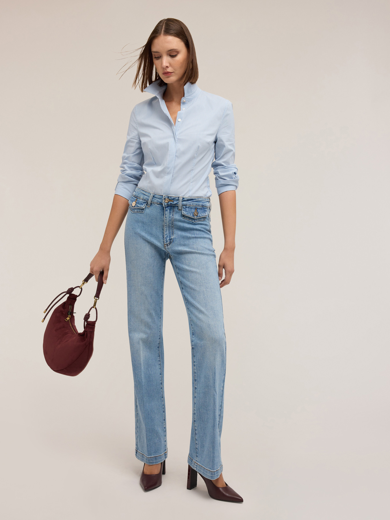 Striped poplin shirt image number 0