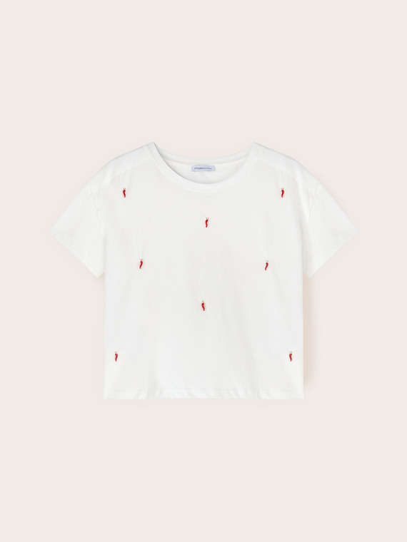Tricou din jersey cu broderii