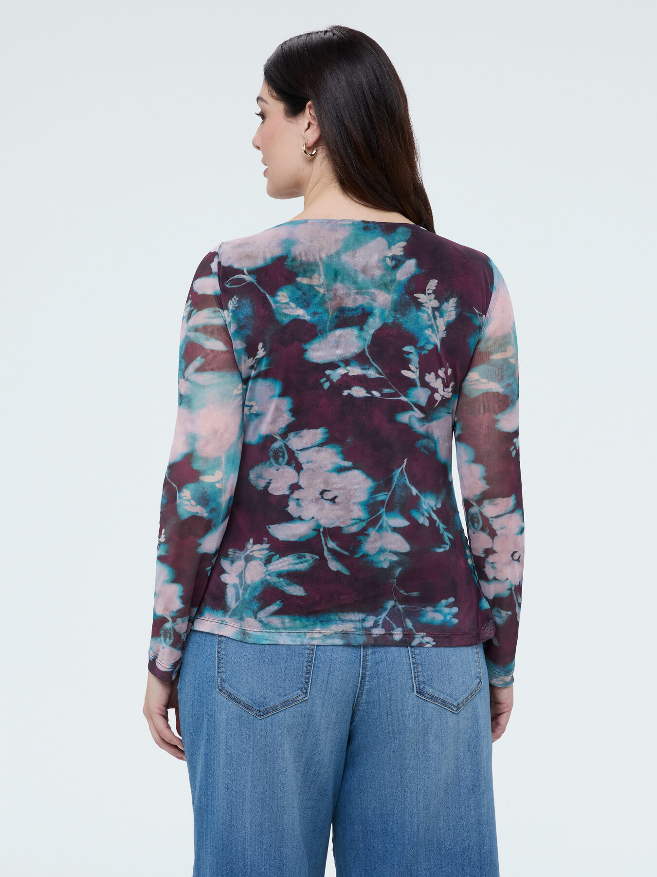 T-shirt in tulle con stampa floreale image number 1