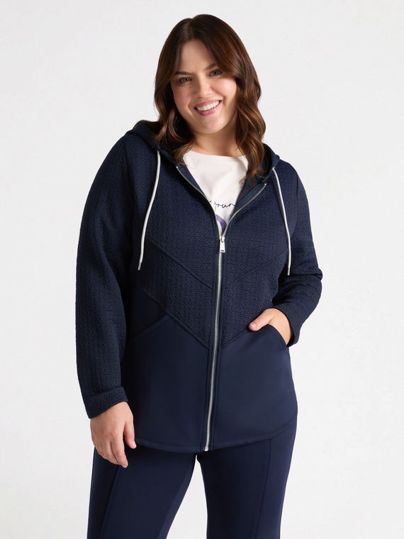 Sweatshirt aus Stoff in Matelassé-Optik