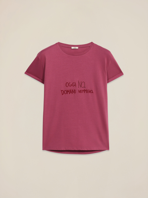 T-shirt con ricamo lettering