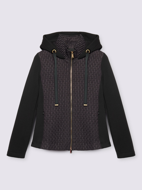 Giacca bimaterica con cappuccio