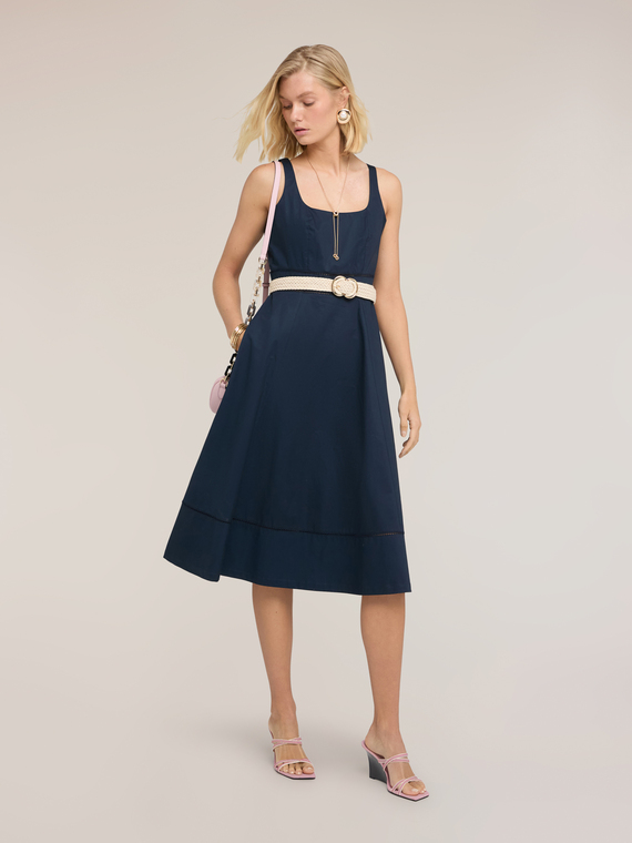 Rochie evazată din poplin cu ajur