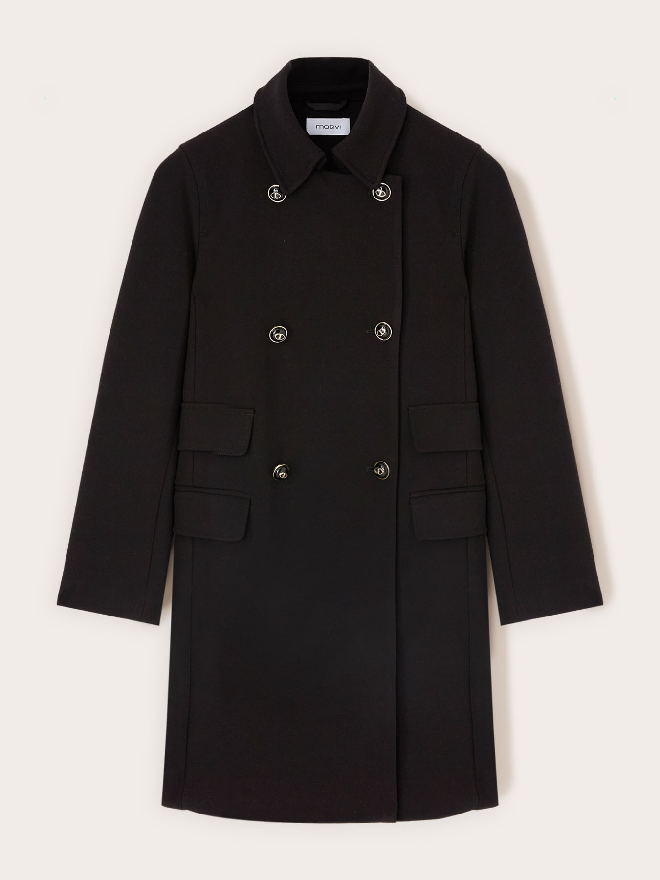 Double-breasted polyviscose coat image number 4