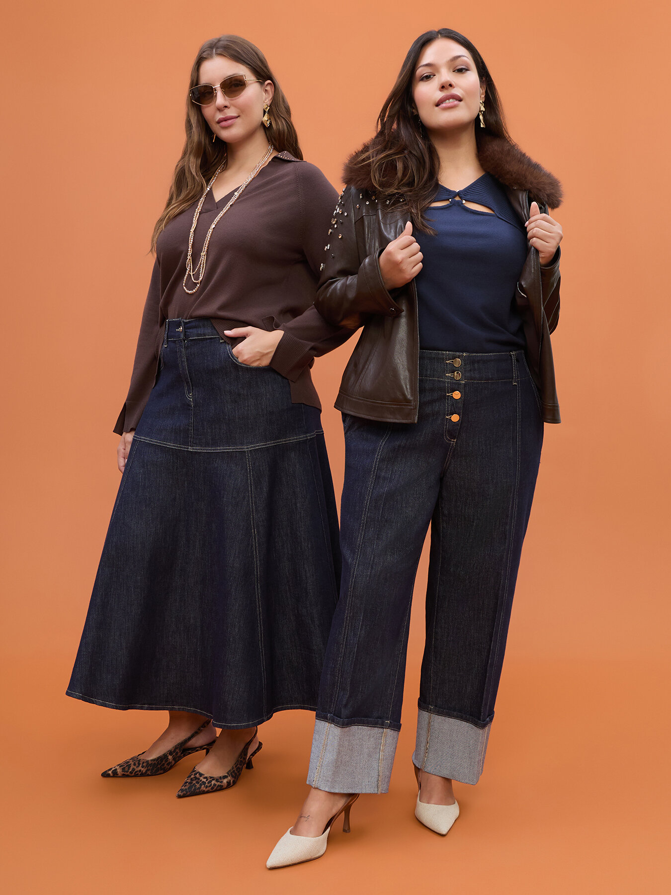 Falda larga de mezclilla image number 5